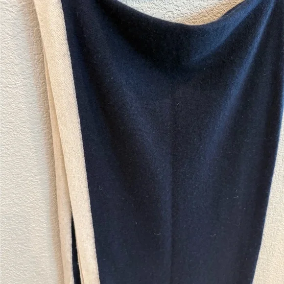 J. Crew Cashmere Navy and Cream Wrap - Picture 2 of 5